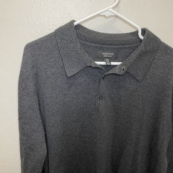 Nordstrom Mens Shop Sweater Pullover 100% Fine Merino Wool Dark Gray Men XXL - Picture 3 of 6